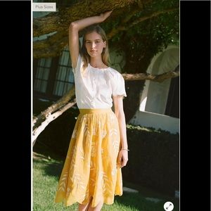 Anthropologie Embroidered Midi Skirt